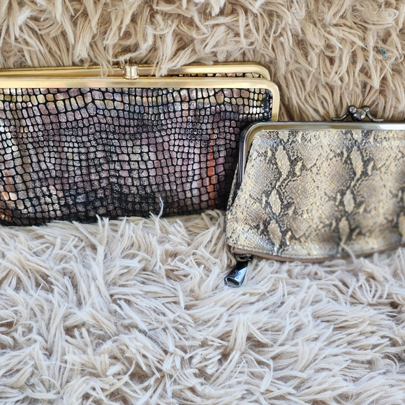 HOBO Snakeskin Pattern Wallet Set in Black and Tan - Picture 1 of 12